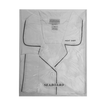 Seaboard White Cotton Mens Nightshirt
